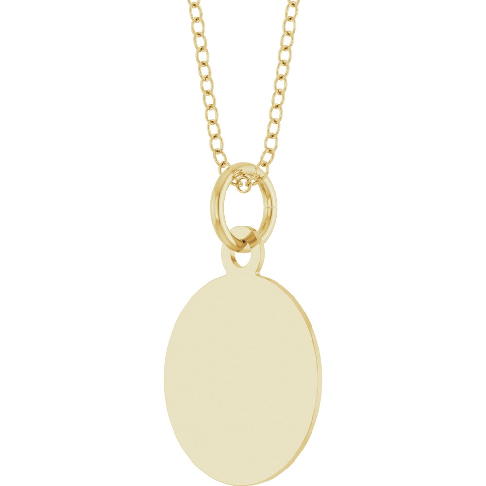 14K Yellow Gold Engravable Round Disc 18" Necklace