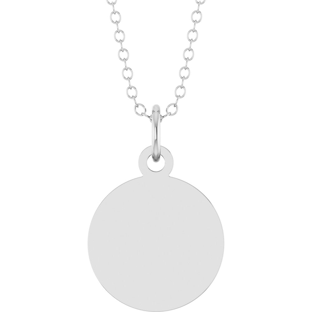 Sterling Silver Engravable Round Disc 18" Necklace