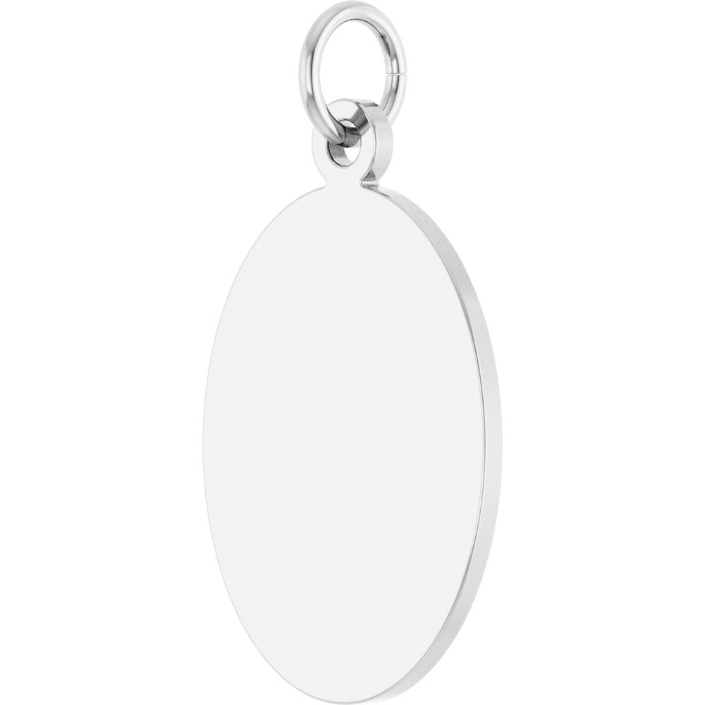 10K White Gold Engravable Oval Disc Pendant