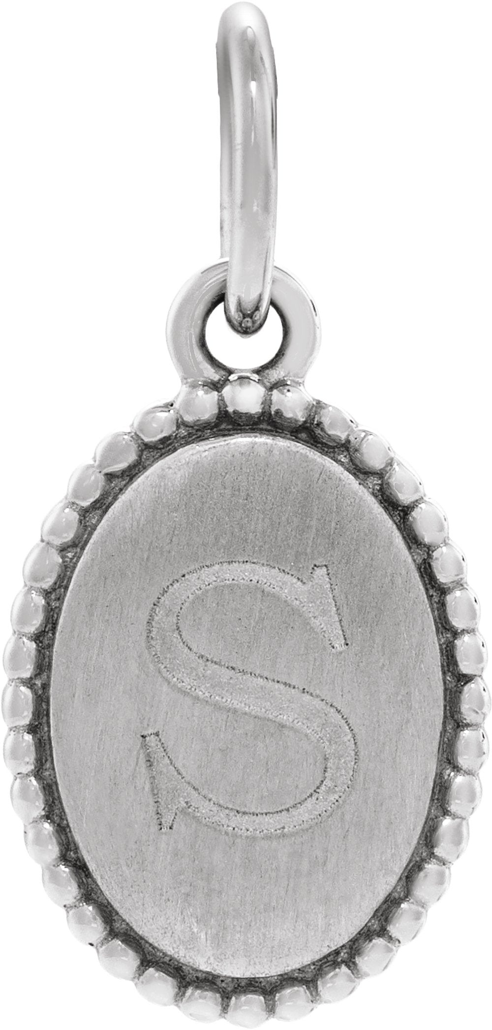 Sterling Silver Beaded Oval Engravable Pendant