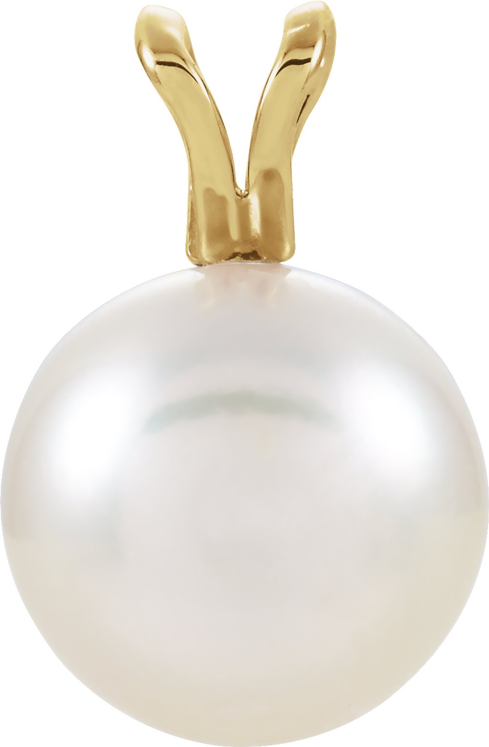 14K Yellow Gold Cultured White Akoya Pearl Pendant