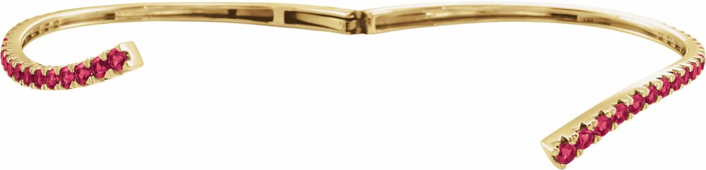 14K Yellow Gold Lab-Grown Ruby Graduated Bypass Cuff 7 1/4" Bracelet