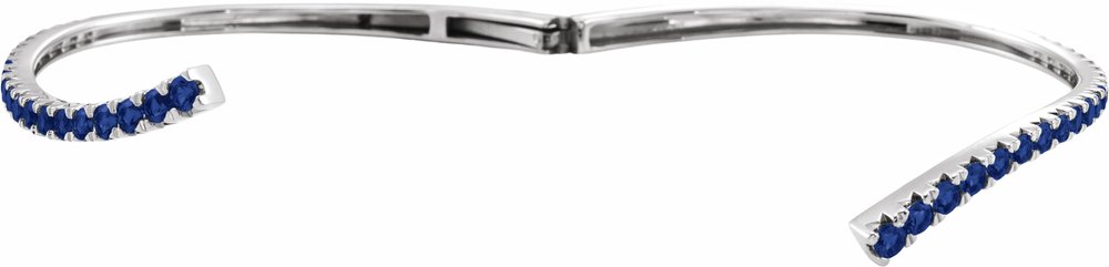 14K White Gold Lab-Grown Blue Sapphire Graduated Bypass Cuff 7 1/4" Bracelet
