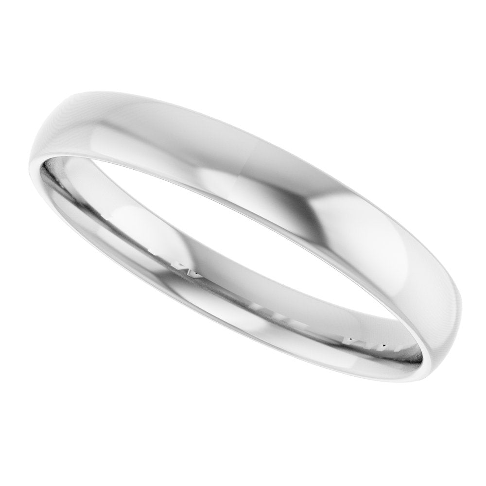 10K White Gold 3 mm Ultra-Lightweight Comfort-Fit European-Style Band Size 5