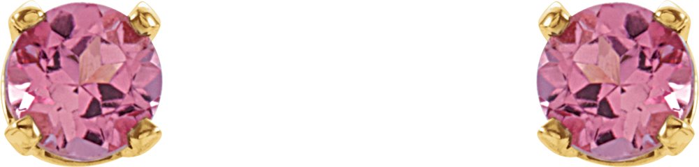 14K Yellow Imitation Pink Tourmaline Youth Earrings