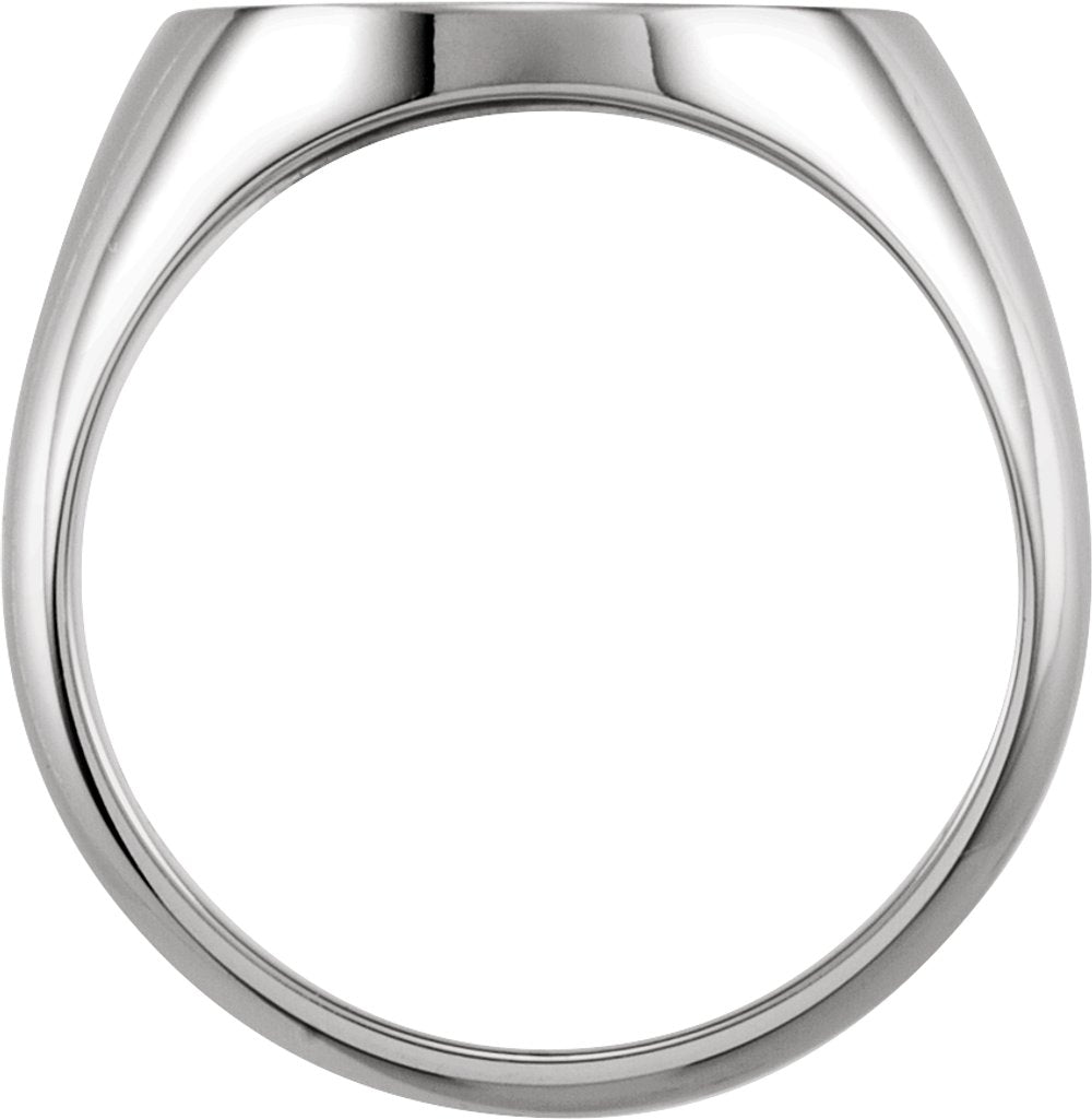 14K White Oval Signet Ring