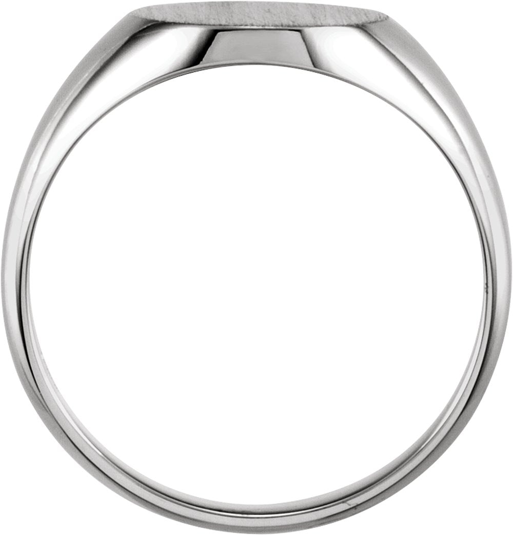 14K White Gold Oval Signet Ring