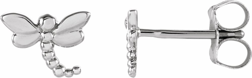 14K White Dragonfly Earrings