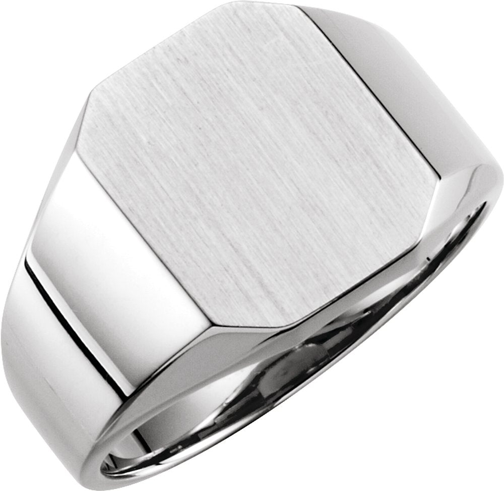 14K White Gold Octagon Signet Ring
