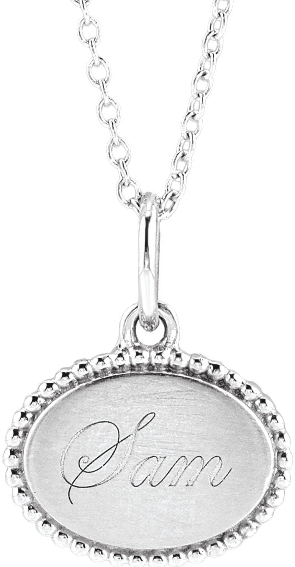 Sterling Silver Engravable Beaded 16" Necklace