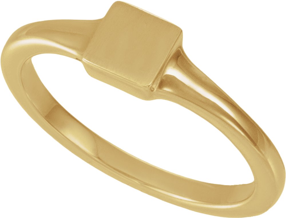 14K Yellow Gold Engravable Square Tapered Signet Ring