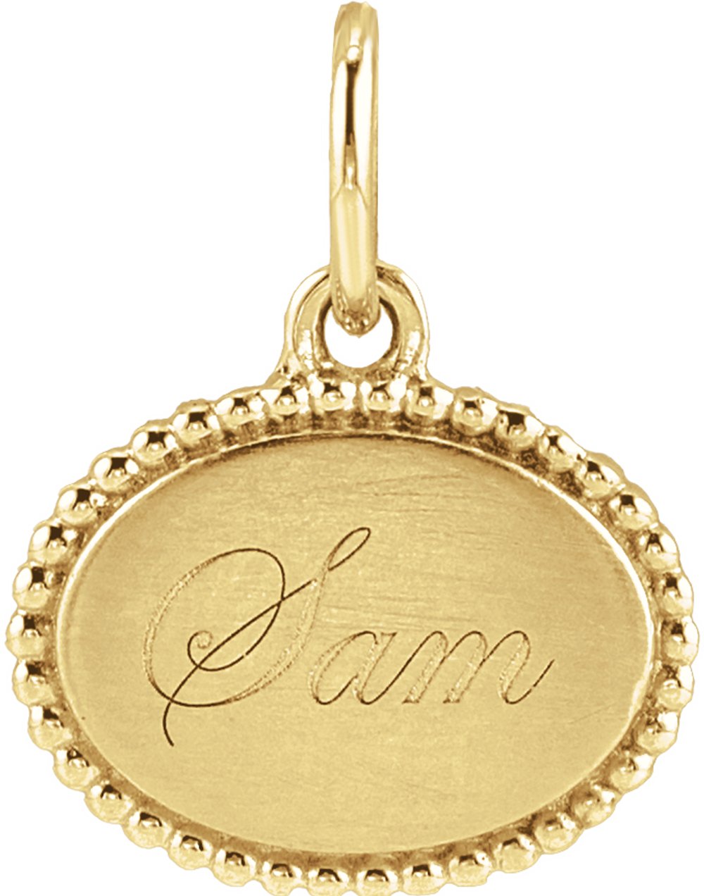 14K Yellow Gold Engravable Beaded Pendant