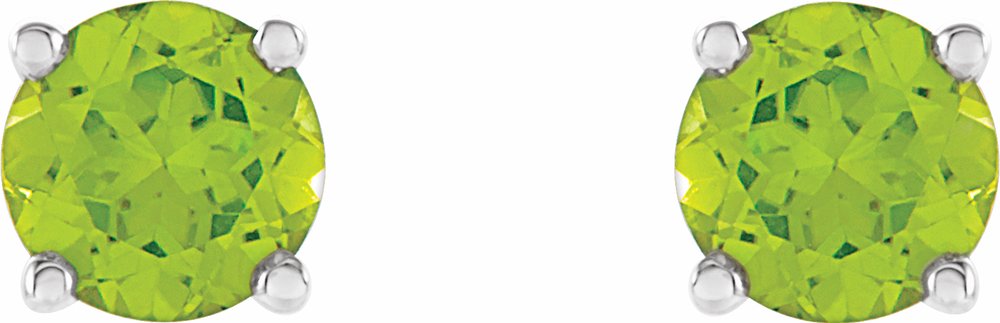 14K White Gold 5 mm Natural Peridot Earrings