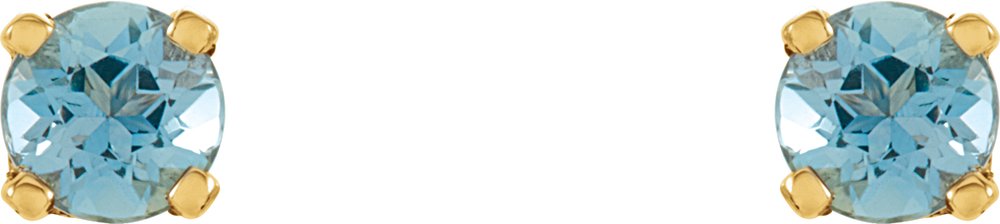 14K Yellow Natural Blue Zircon Youth Earrings