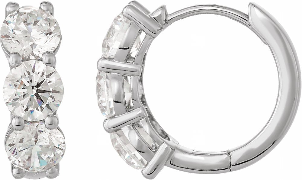 14K White Gold 3 CTW Lab-Grown Diamond 15 mm Hoop Earrings