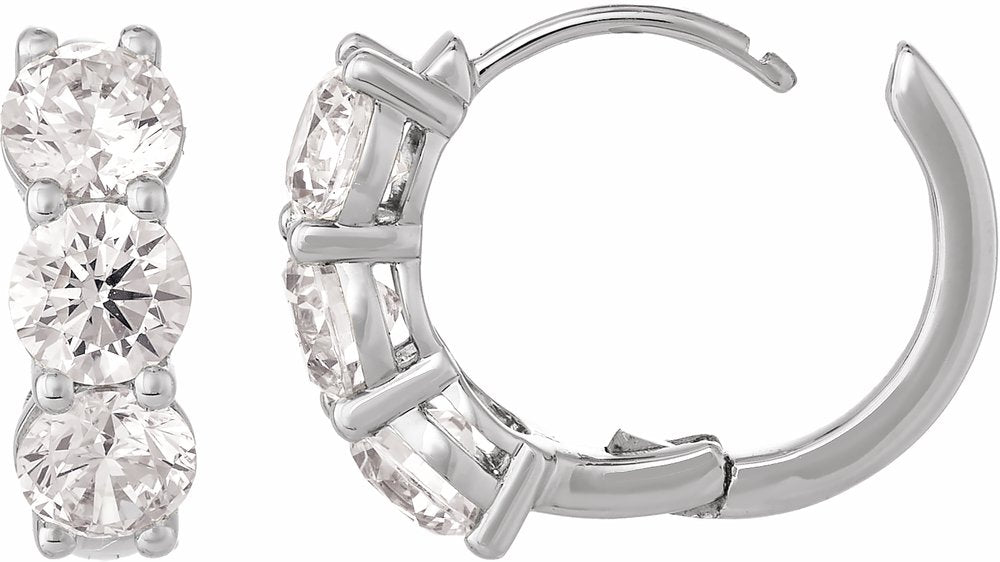 14K White Gold 3 CTW Lab-Grown Diamond 15 mm Hoop Earrings