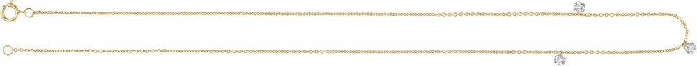 14K Yellow Gold 1/2 CTW Lab-Grown Drilled Diamond Three-Stone Station 16" Necklace