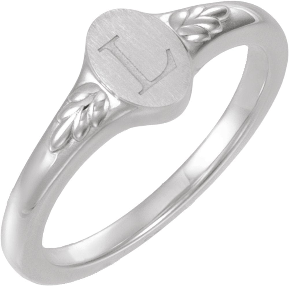 Sterling Silver Engravable Wheat Pattern Signet Ring