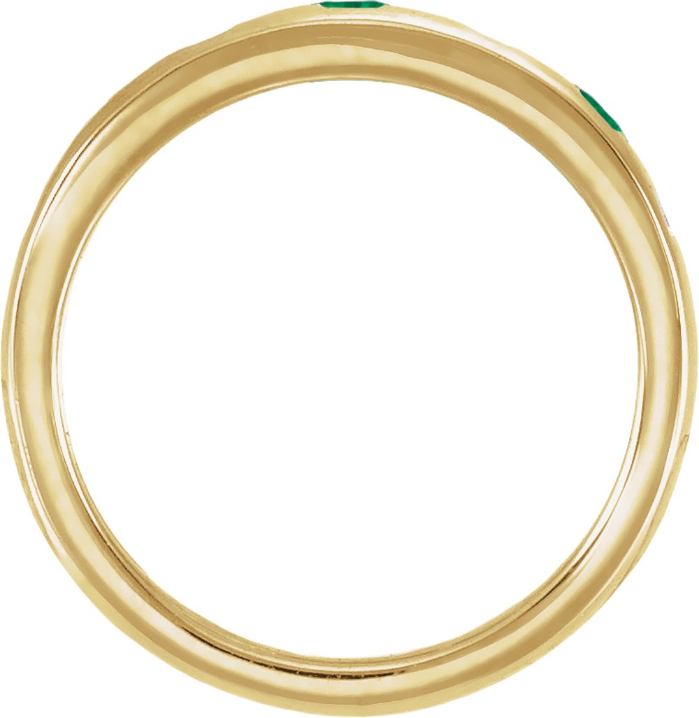 14K Yellow Gold Lab-Grown Emerald & 1/6 CTW Lab-Grown Diamond Ring