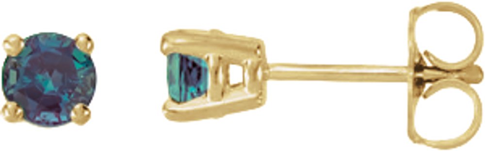 14K Yellow Gold Natural Alexandrite Stud Earrings