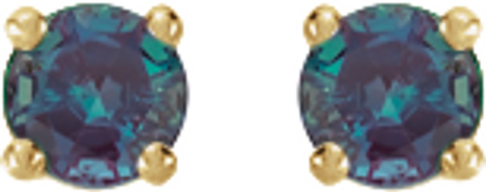 14K Yellow Gold Natural Alexandrite Stud Earrings
