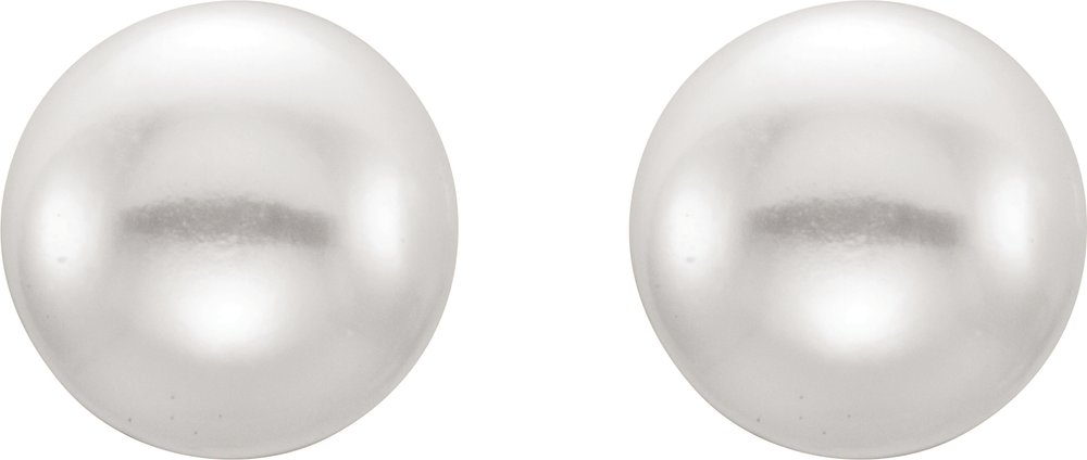 14K Yellow Gold 7-8 mm Cultured White Freshwater Button Pearl Earrings