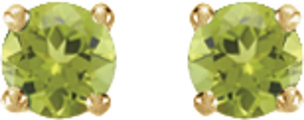 14K Yellow Gold Natural Peridot Stud Earrings