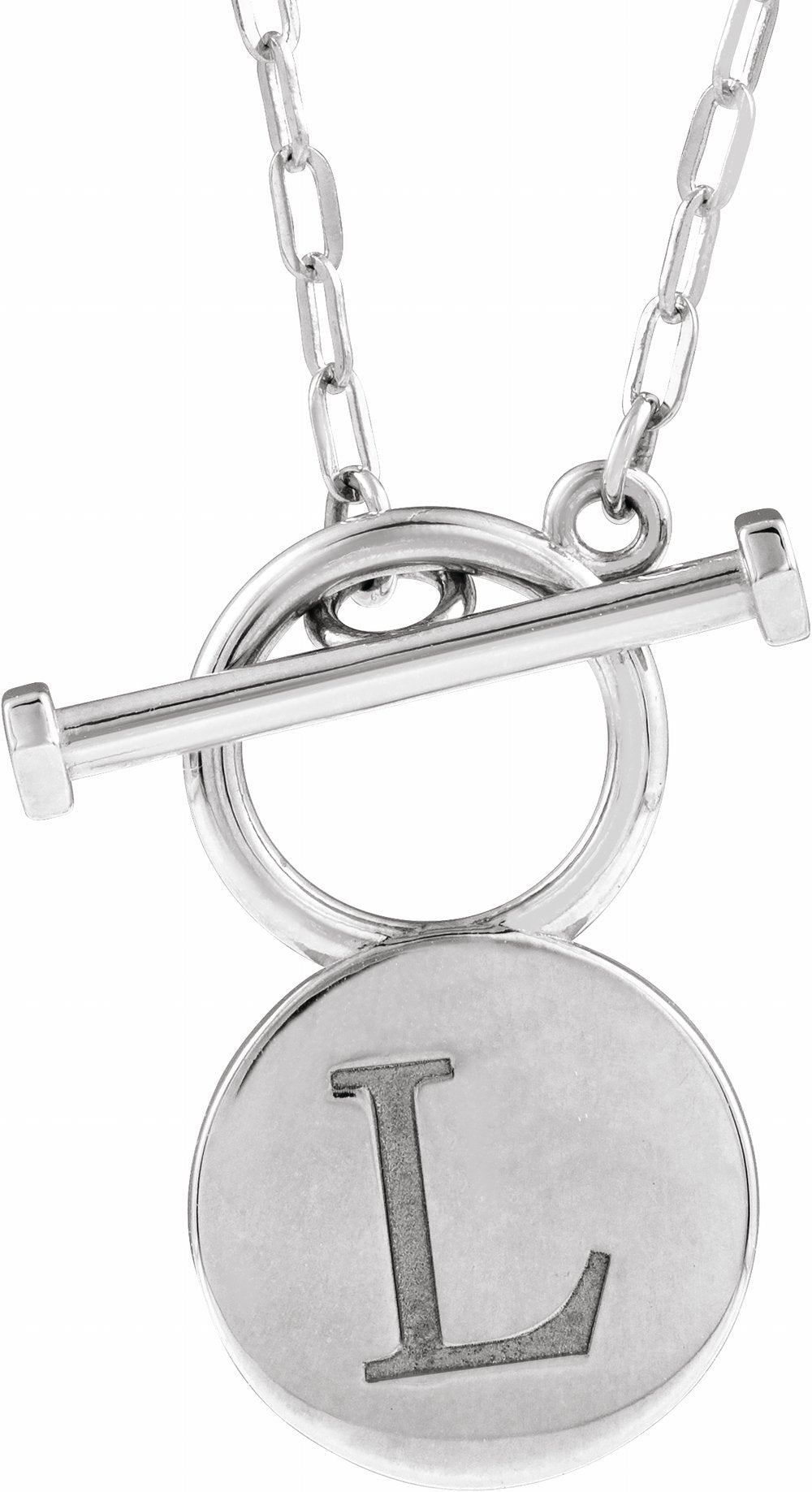 Sterling Silver Engravable Toggle 18" Necklace