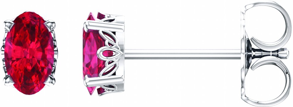 14K White Gold Lab-Grown Ruby Earrings