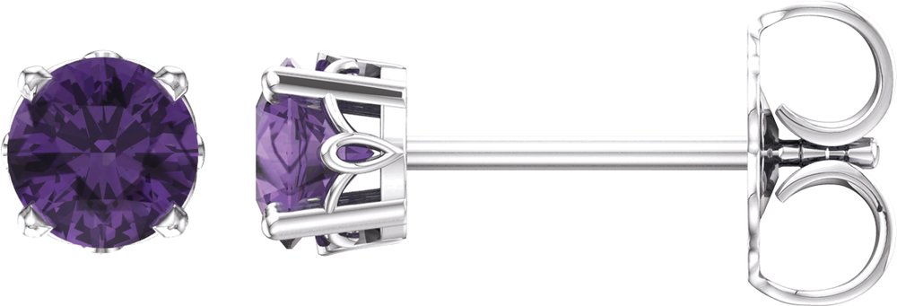 14K White Gold Natural Amethyst Scroll Setting® Stud Earrings