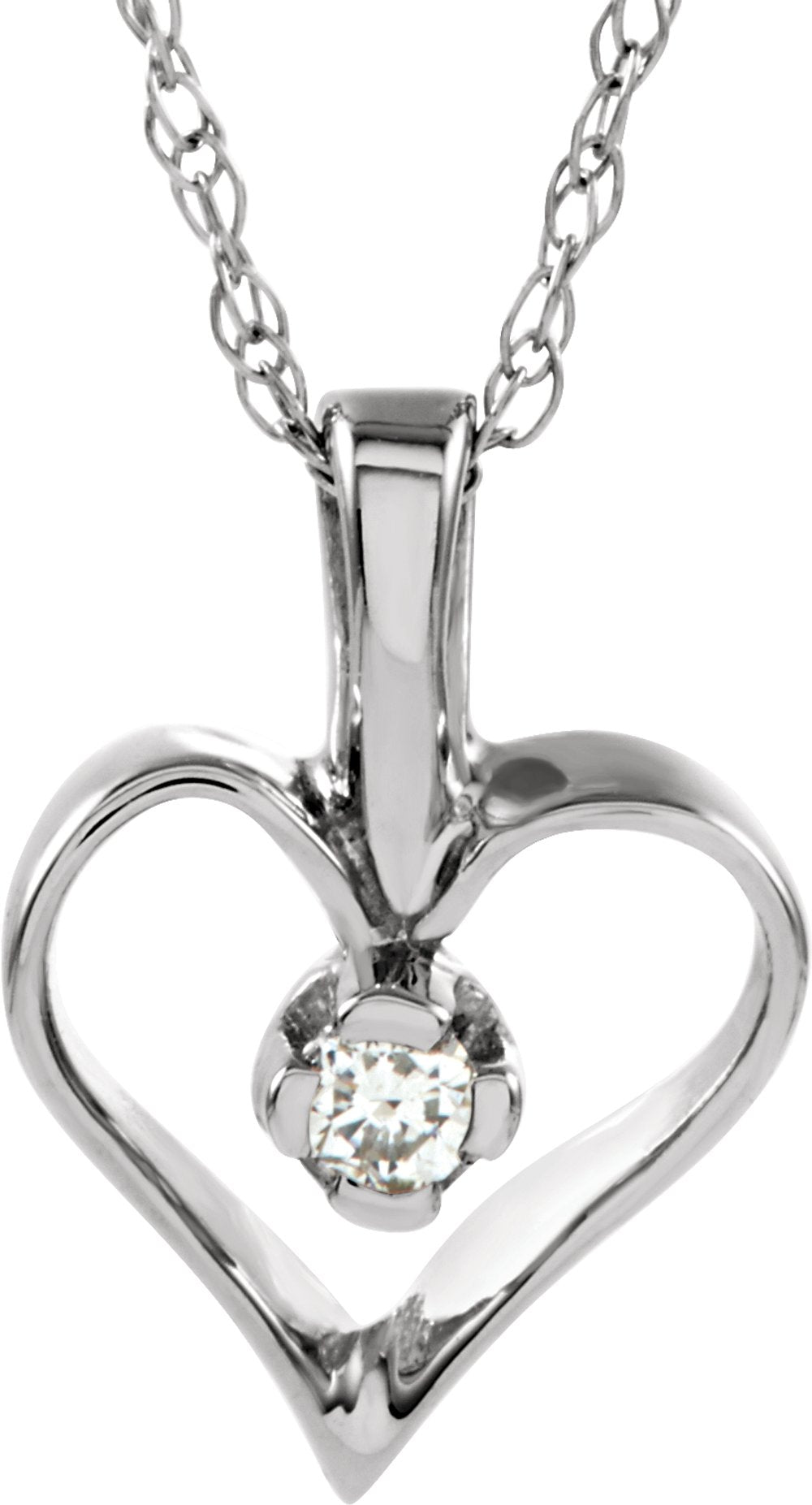 14K White Gold .03 CTW Natural Diamond Heart 18" Necklace