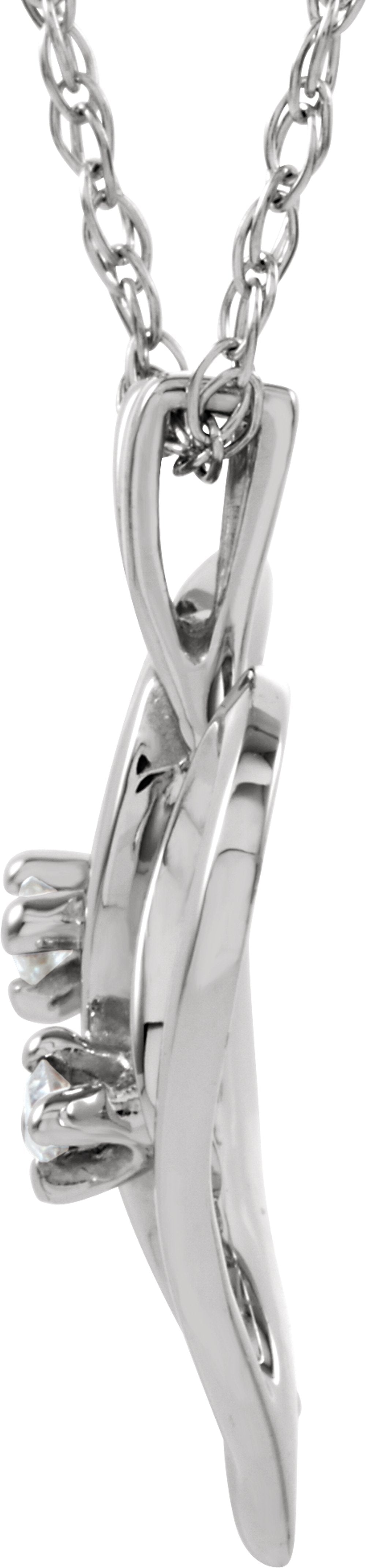 14K White Gold .03 CTW Natural Diamond Heart 18" Necklace