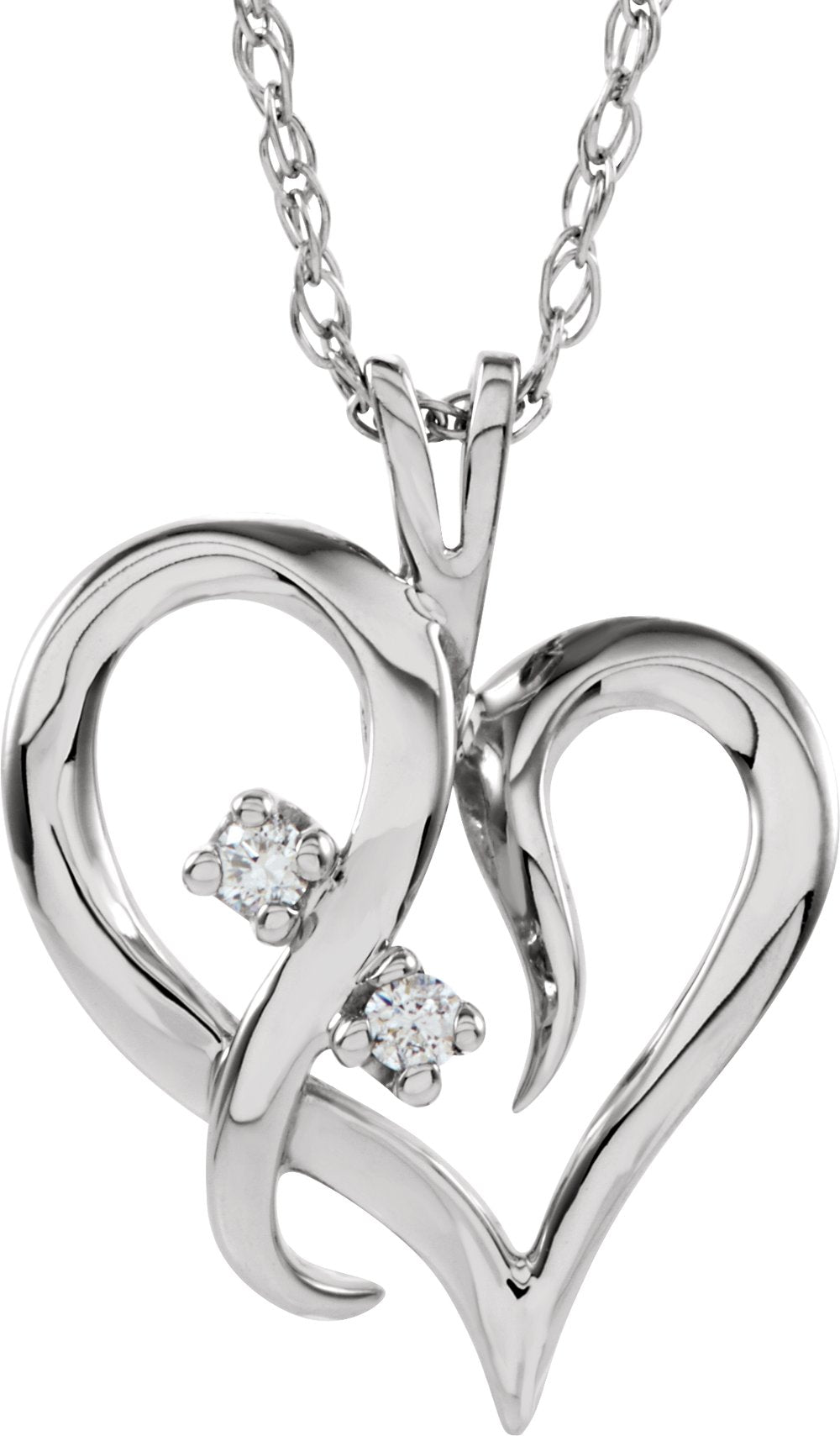 14K White Gold .03 CTW Natural Diamond Heart 18" Necklace