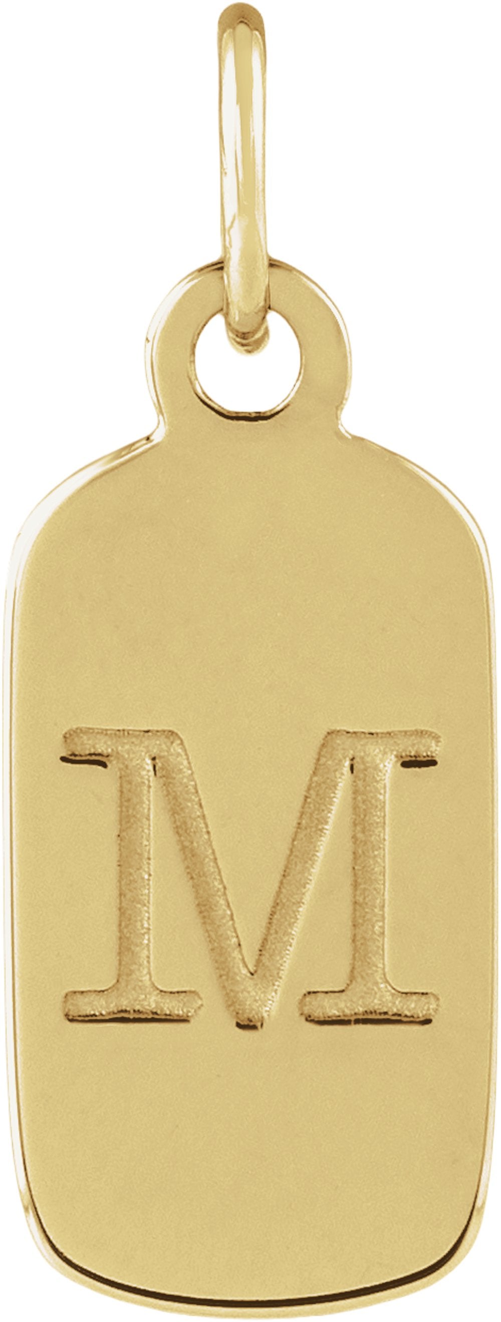 14K Yellow Gold Engravable Dog Tag Pendant