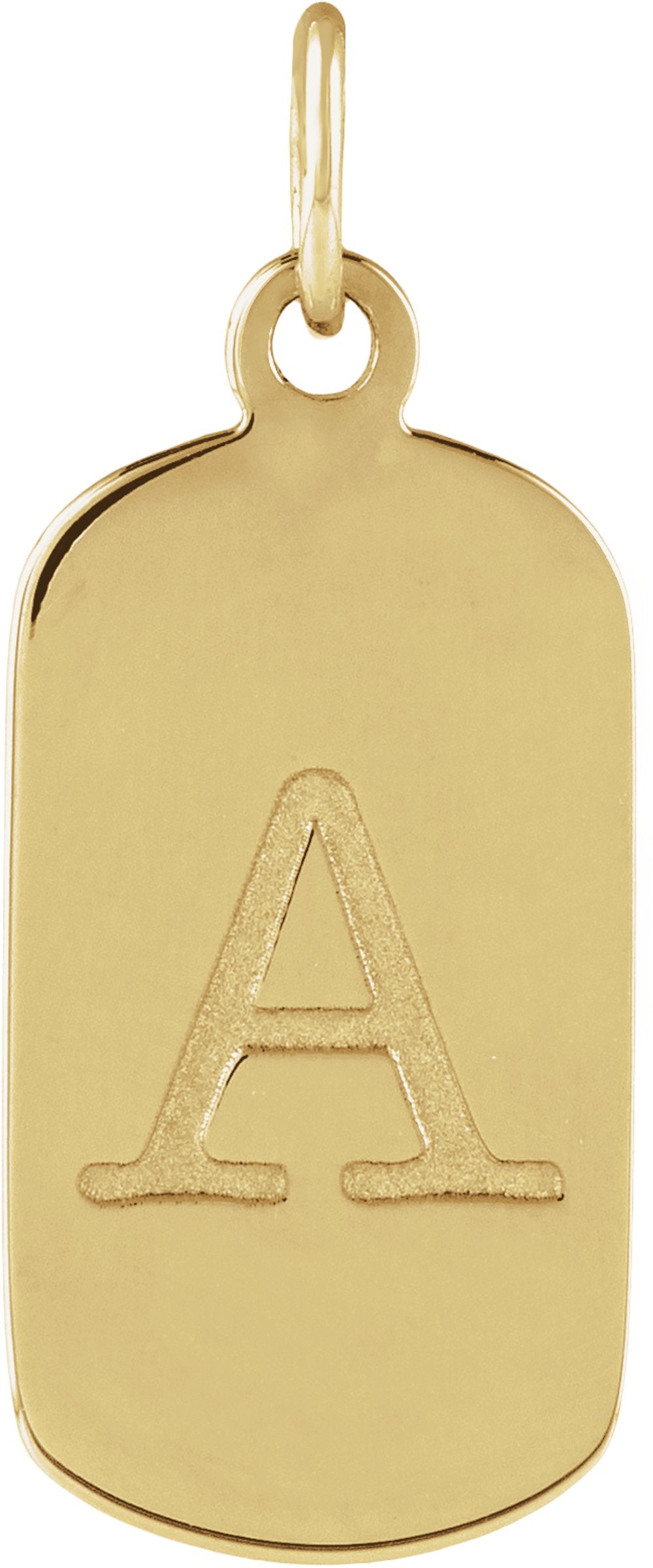 14K Yellow Gold Engravable Dog Tag Pendant