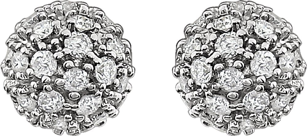 14K White Gold 1/2 CTW Natural Diamond Cluster Earrings