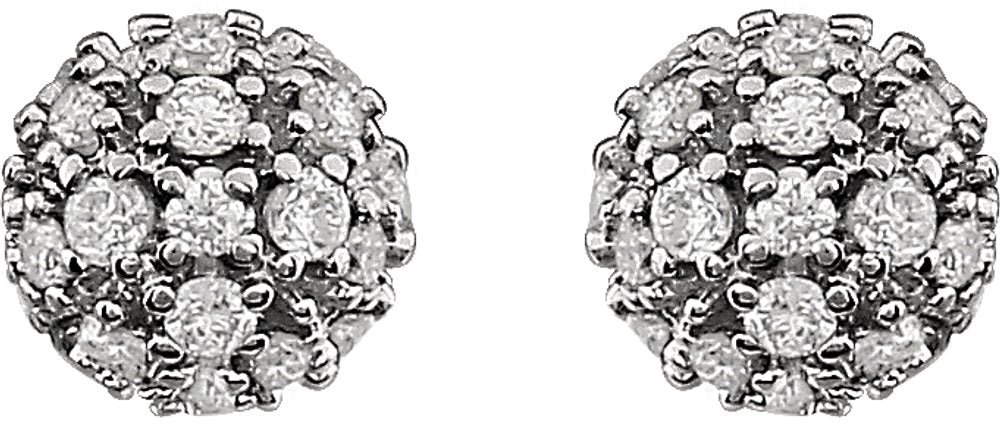 14K White Gold 1/4 CTW Natural Diamond Cluster Earrings
