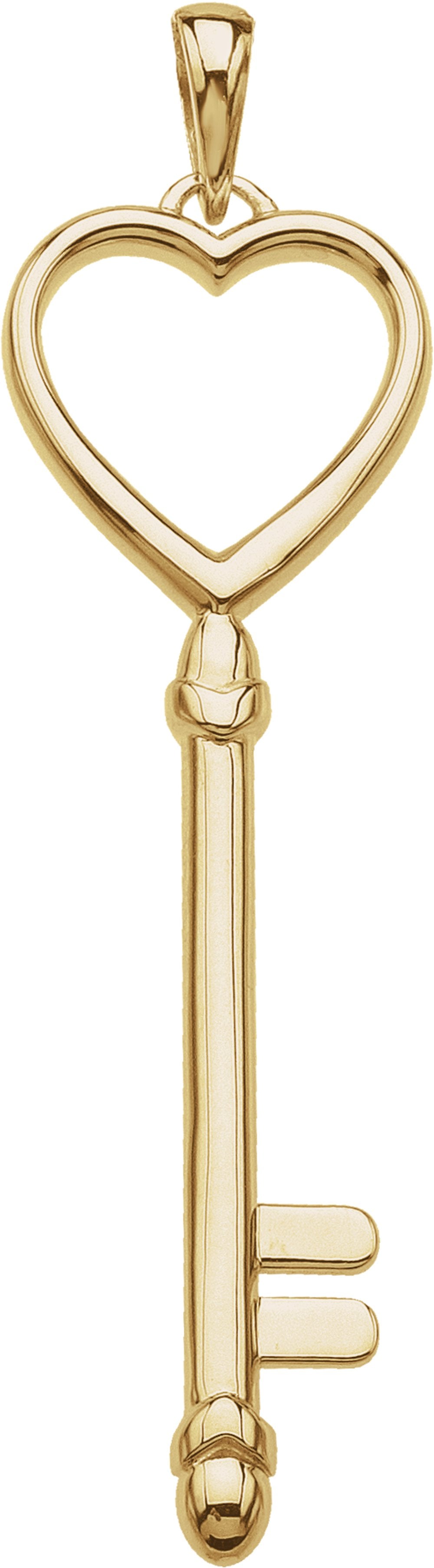 14K Yellow Gold Heart Key Pendant