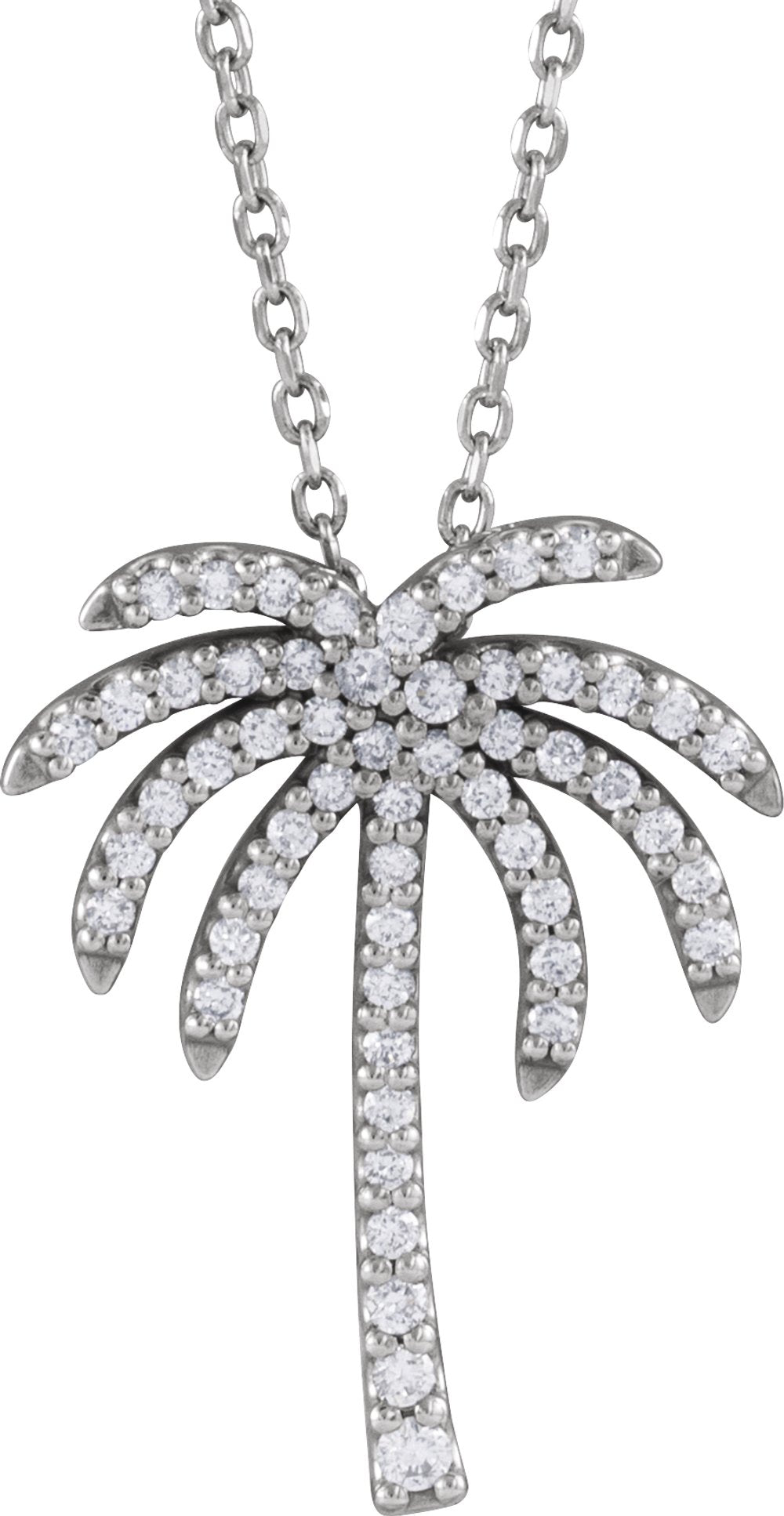 14K White Gold 1/4 CTW Natural Diamond Palm Tree 16" Necklace