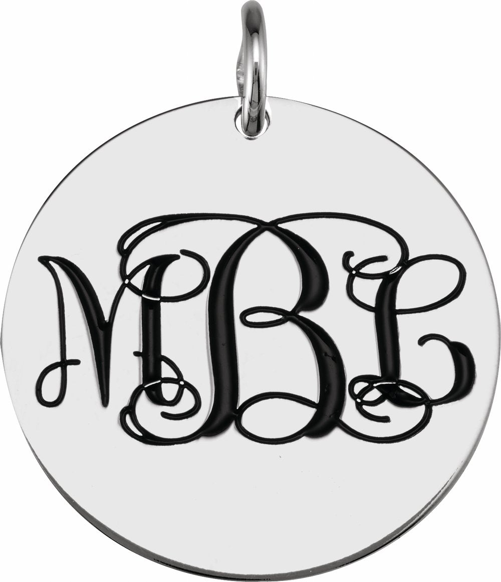 14K White Gold 9.5 mm Engravable Round Disc Pendant