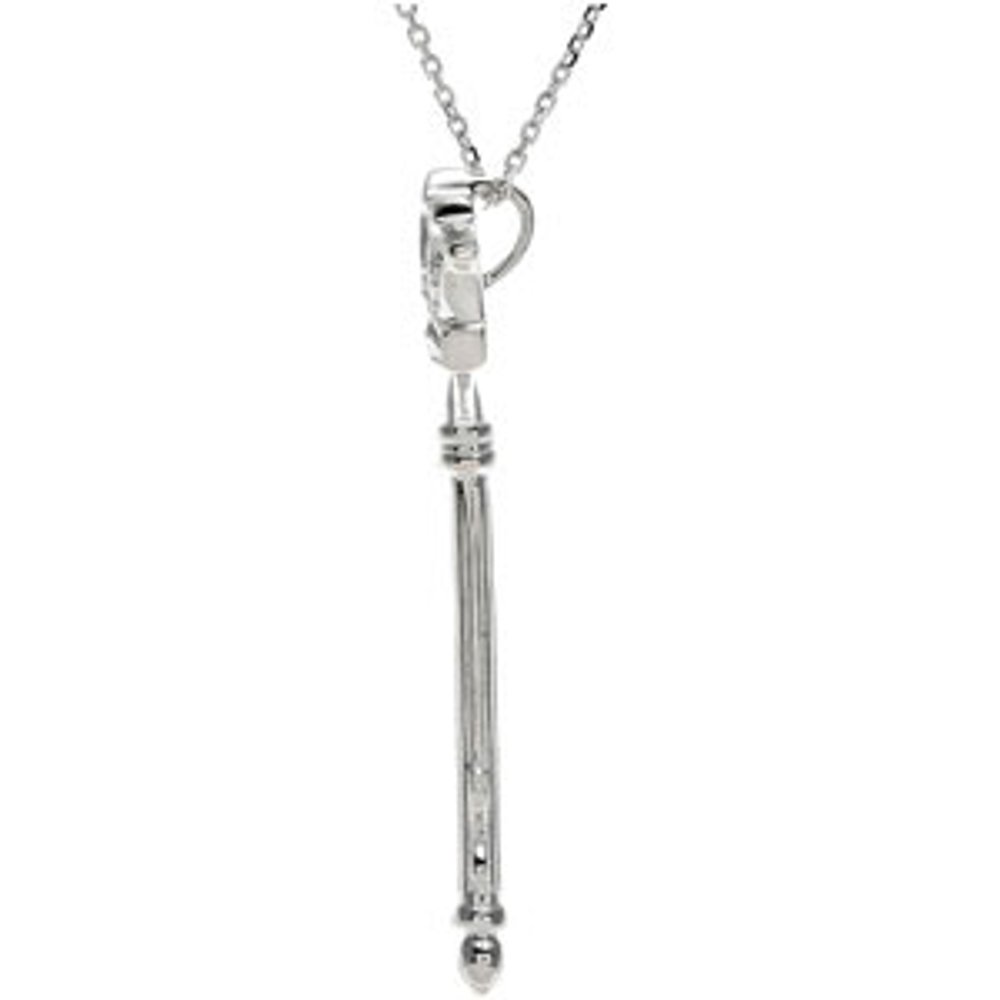 Sterling Silver 1/10 CTW Natural Diamond Crown Key 18" Necklace