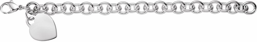 Sterling Silver Engravable Heart Charm 7 1/2" Chain