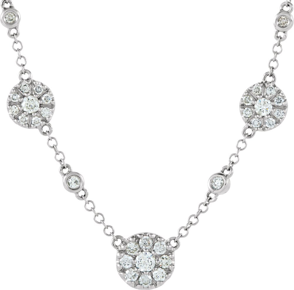 14K White Gold 1/2 CTW Natural Diamond Station 18" Necklace