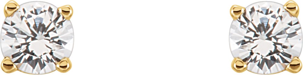 14K Yellow Imitation Diamond Youth Earrings