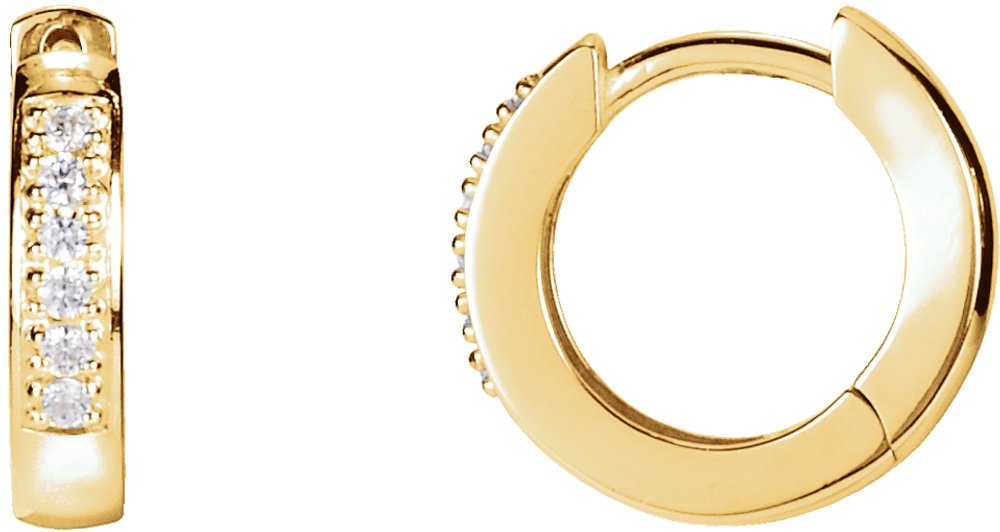 14K Yellow .08 CTW Natural Diamond 12.5 mm Hoop Earrings