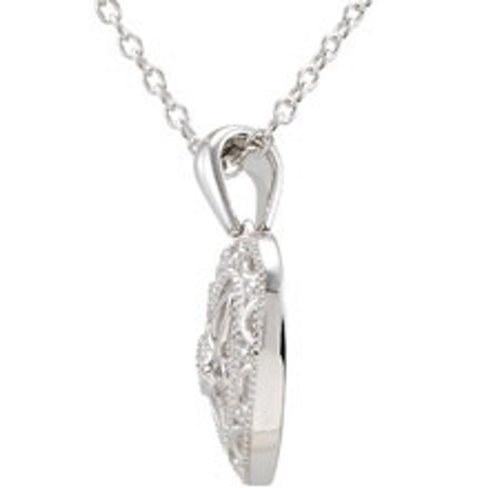 Sterling Silver .006 CTW Lab-Grown Diamond Heart 18" Necklace