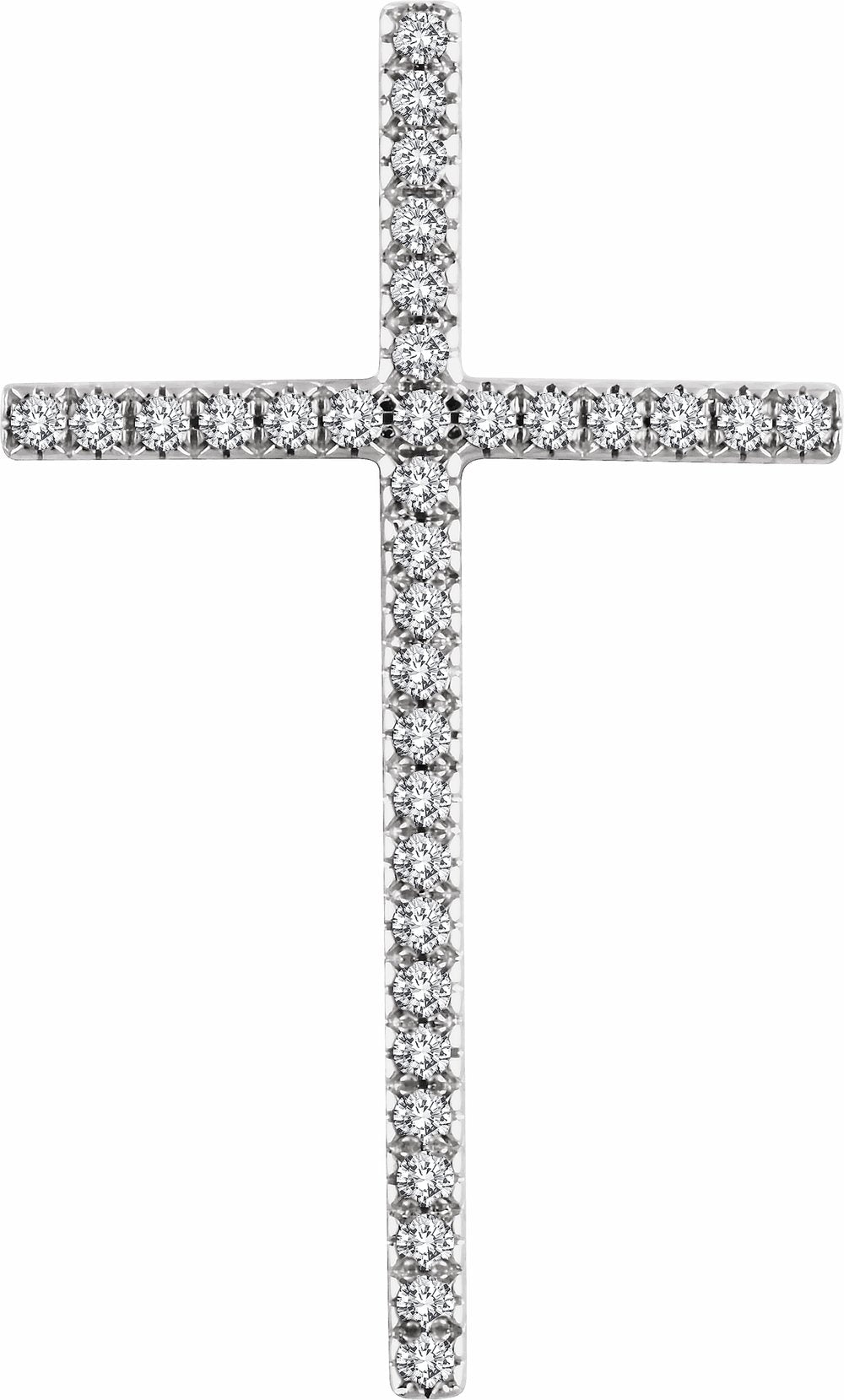 14K White Gold 1 CTW Natural Diamond Cross Pendant