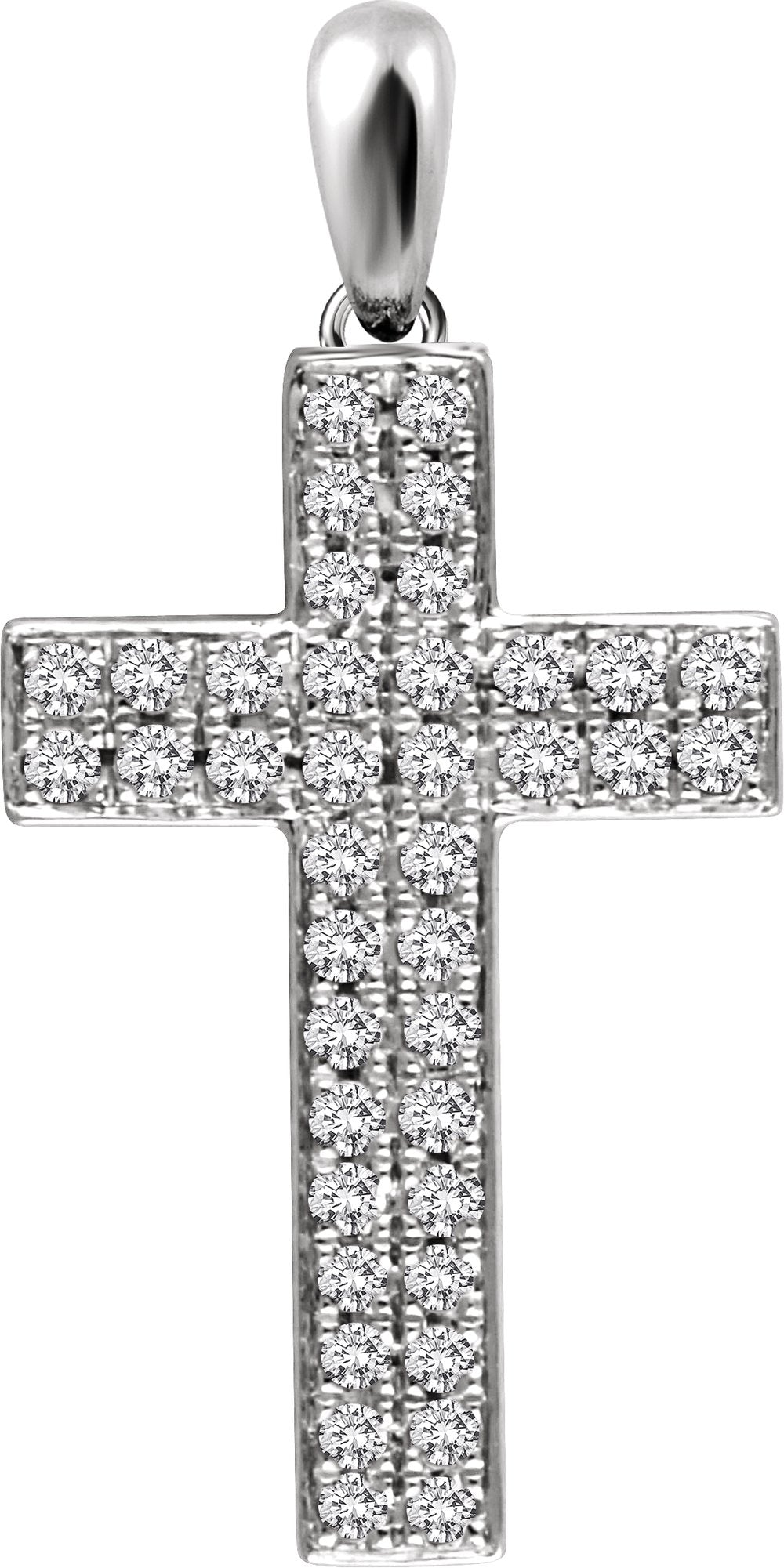 14K White Gold 1/3 CTW Natural Diamond Cross Pendant