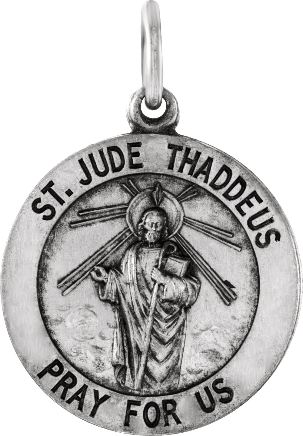 Sterling Silver 18 mm Round St. Jude Thaddeus Medal Only