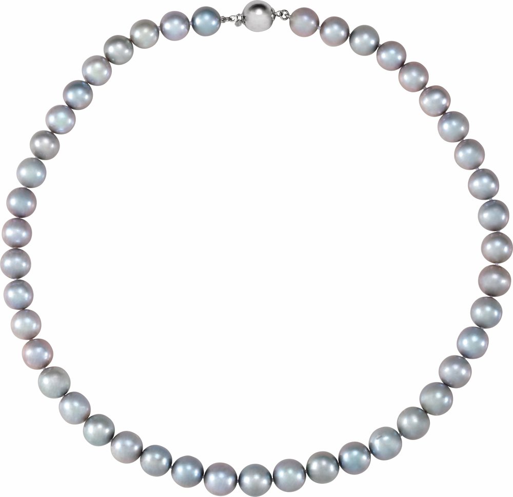 Sterling Silver Cultured Gray Freshwater Pearl 18" Strand